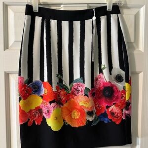 Trina Turk Black and White Floral Pencil Skirt